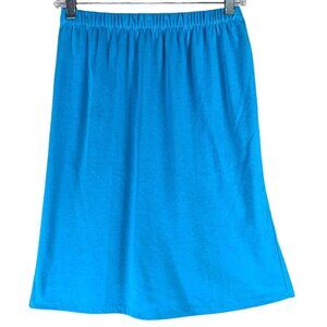 Vintage Knit Skirt Blue Elastic Stretch Waist Back Slit Ermane Size Small FLAW
